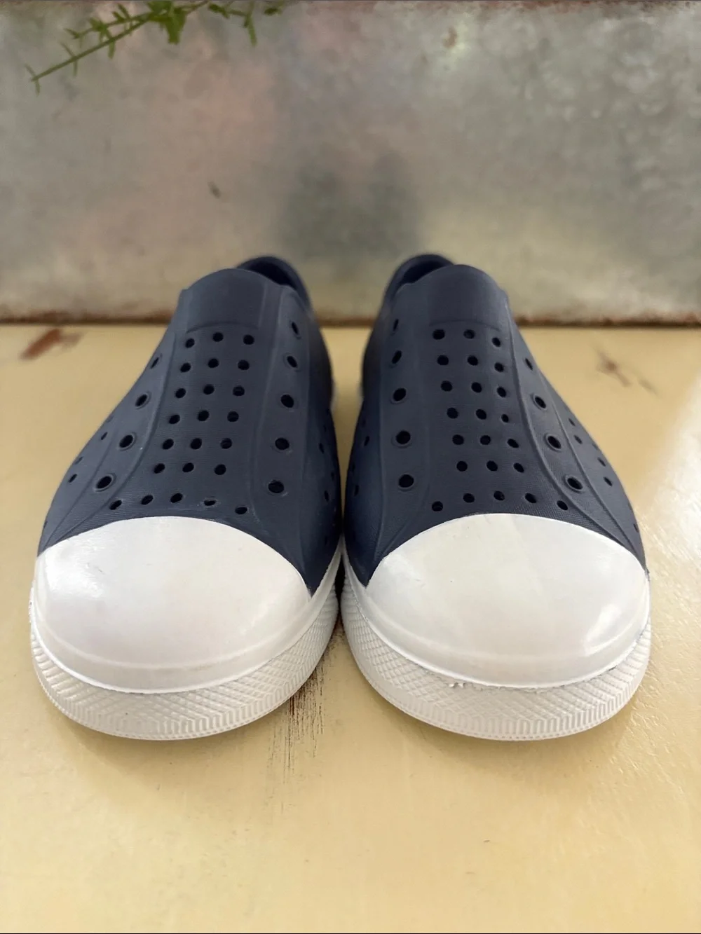 J. Crew Navy Blue Slip On Waterproof Casual Shoes with White Toe Cap Kids Size 3